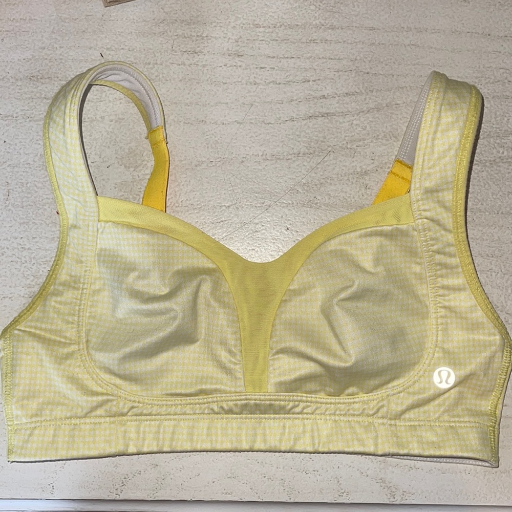 Lululemon Yellow Gingham Ta Ta Tamer Sport Bra 32C